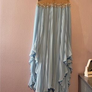 Elegant Blue Pleated Skirt